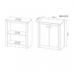 Kit 3 peças com Escrivaninha, Armário Multiuso Baixo e Estante Livreio com 2 Portas - 3