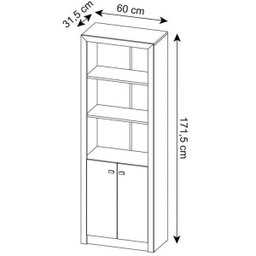 Kit 3 peças com Escrivaninha, Armário Multiuso Baixo e Estante Livreio com 2 Portas - 2