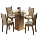 Ver imagem 2 de Conjunto Sala de Jantar Madesa Nanda Mesa Tampo Vidro Redondo 4 Cadeiras - Rustic/crema/hibiscos
