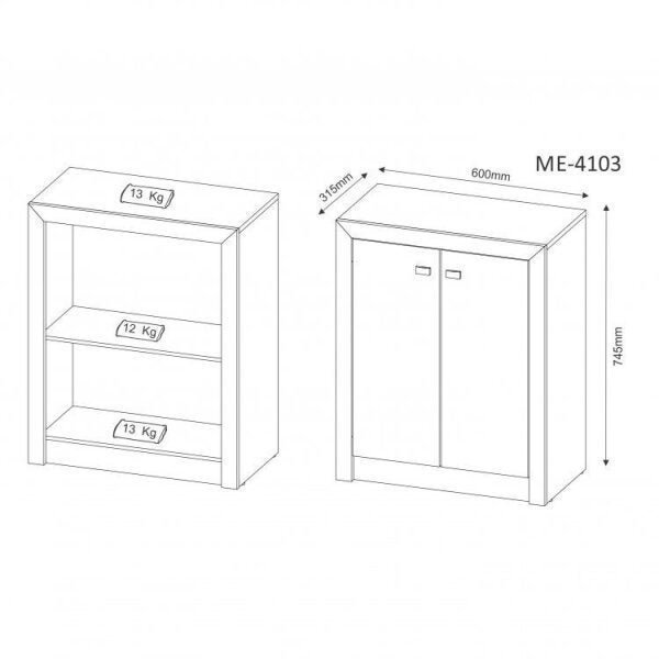 Kit 3 peças com Escrivaninha, Armário Multiuso Baixo e Estante Livreio com 2 Portas - 3