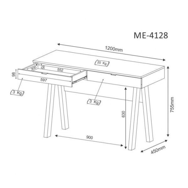 Kit 3 peças com Escrivaninha, Armário Multiuso Baixo e Estante Livreio com 2 Portas - 2