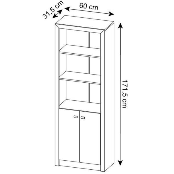 Kit 3 peças com Escrivaninha, Armário Multiuso Baixo e Estante Livreio com 2 Portas - 4