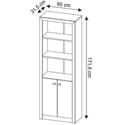 Kit 3 peças com Escrivaninha, Armário Multiuso Baixo e Estante Livreio com 2 Portas - 4