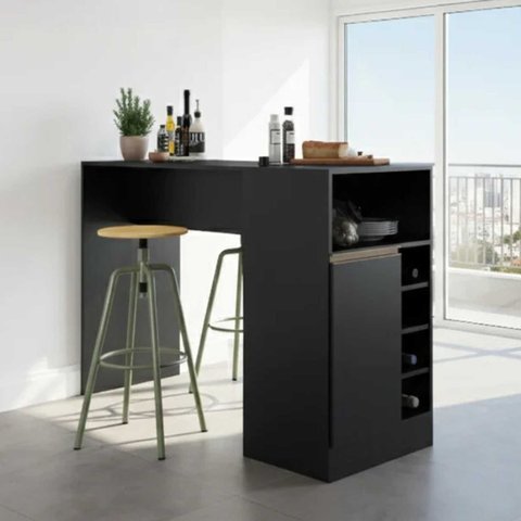 Bancada de Cozinha com Garrafeiro e 1 Porta 136cm Soluzione Móveis