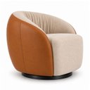 Ver imagem 7 de Kit 2 Poltrona Giratória 360° Orgânica Bouclé Sala Nuvem:Bouclê/Courino Sintético/ Bege Detalhe Marr