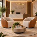 Ver imagem 1 de Kit 2 Poltrona Giratória 360° Orgânica Bouclé Sala Nuvem:Bouclê/Courino Sintético/ Bege Detalhe Marr