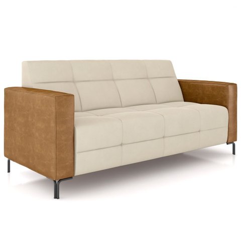 Sofá 2 Lugares Sala Living Industrial 160cm Senna K01 Couríssimo Whisky Veludo Bege - Lyam Decor