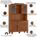 Ver imagem 3 de Armário de Cozinha Rústico com Cristaleira 4 Portas 3 Gavetas Lorie F06 Imbuia - Lyam Decor