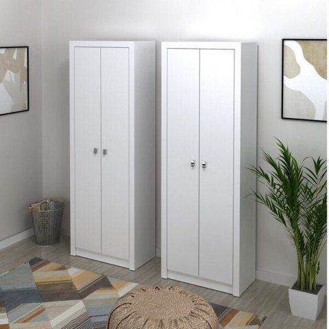 Kit 2 Armários para Escritório 4 Portas 172cm em MDP Branco ME