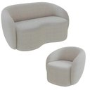 Ver imagem 2 de Conjunto 1 Sofá Living 180cm e 1 Poltrona Decorativa Sala de Estar Íbis Encosto Fixo Bouclê Cinza G3