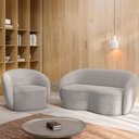 Ver imagem 1 de Conjunto 1 Sofá Living 180cm e 1 Poltrona Decorativa Sala de Estar Íbis Encosto Fixo Bouclê Cinza G3