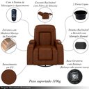 Ver imagem 3 de Poltrona do Papai Reclinável Giratória e Balanço Sala de Cinema Crihs com Massagem e Aquecimento PU Caramelo Brilho G23 - Gran Belo