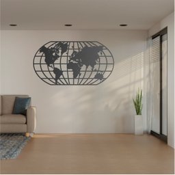 Quadro Decoração Vazado Mapa Mundi World Uno Preto 70x37 Cm - 3