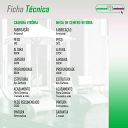 Conjunto de Mesa de Centro e 2 Cadeiras Vitória para Área Externa - 8
