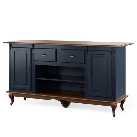 Bancada de Cozinha Hannover 2 Portas 2 Gavetas MDF 176cm Azul