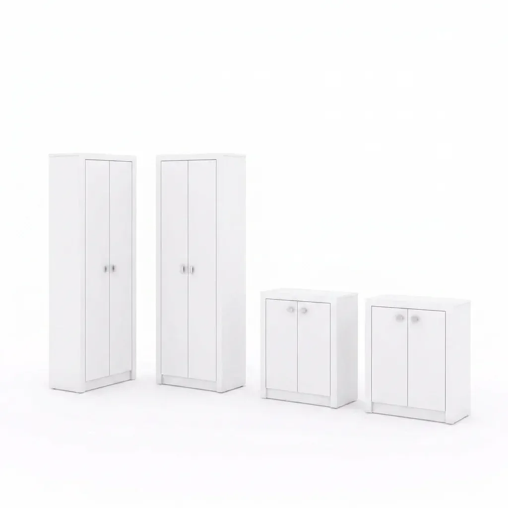 Ver imagem 7 de Kit 4 Armários Multiuso para Escritório com 2 Armários Baixo e 2 Armários Alto Branco