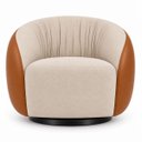 Ver imagem 5 de Kit 2 Poltrona Giratória 360° Orgânica Bouclé Sala Nuvem:Bouclê/Courino Sintético/ Bege Detalhe Marr
