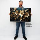 Ver imagem 2 de Quadro Decorativo Floral Luxo Azaléias Douradas em Moldura Caixa Tacolado Moldura Caixa 3cm Branca C