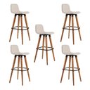 Ver imagem 1 de Kit 5 Banquetas Linea Alta Luxo Aço Preto Assento Linho para Balcão Gourmet Industrial - Preto/Palha