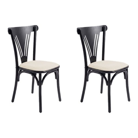 Kit 2 Cadeiras de Jantar Paris Luxo Estrutura Aço Moderna Design para Sala de Jantar - Preta/Branca
