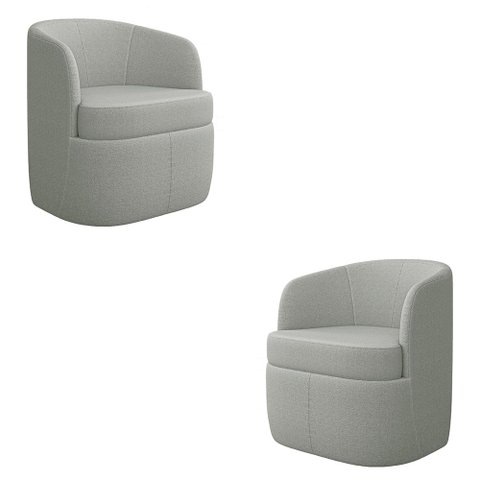 Kit 2 Poltronas Decorativas Design Moderno Bel Sala de Estar Base Giratória Bouclê Cinza G33 - Gran 
