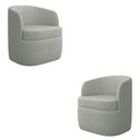 Ver imagem 1 de Kit 2 Poltronas Decorativas Design Moderno Bel Sala de Estar Base Giratória Bouclê Cinza G33 - Gran