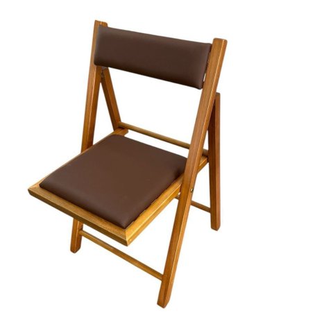 Cadeira Dobrável em Madeira com Assento e Encosto Estofados Mel