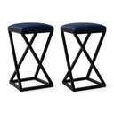 Ver imagem 1 de Kit 2 Banco Banqueta Baixa Cozinha 50 Cm Bancada Bar Corino Azul Marinho