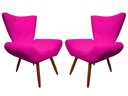 Ver imagem 1 de Kit 2 Poltronas Decorativa Emilia Couro Rosa Pink Pés Madeira Mz Decor