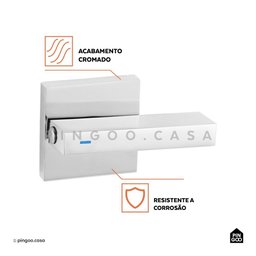 Torneira para Banheiro Misturador de Parede Duplo Comando Caxambu Pingoo.casa - Prata Cromado - 3