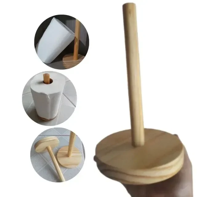 Ver imagem 1 de Porta Papel Toalha Casa Cozinha Suporte Natural Madeira