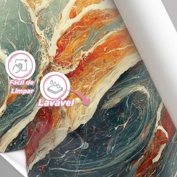 Papel de Parede Painel 3D Mármore Branco Cinza Vermelho 2M Revestimento Auto Colante Marmorizado - 4