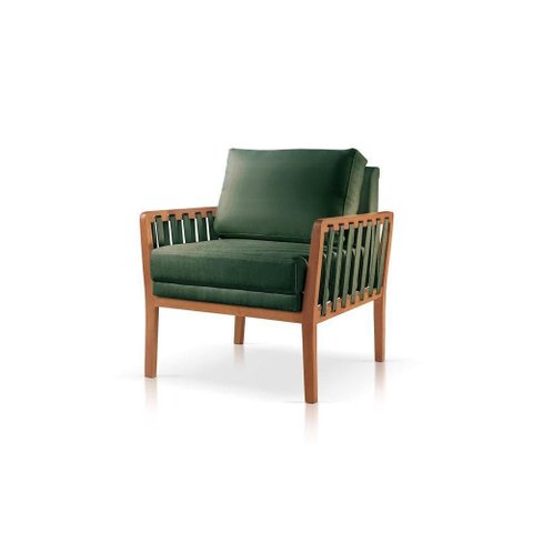 Poltrona Perla Veludo Verde Decorativa Sala Estar Confortável