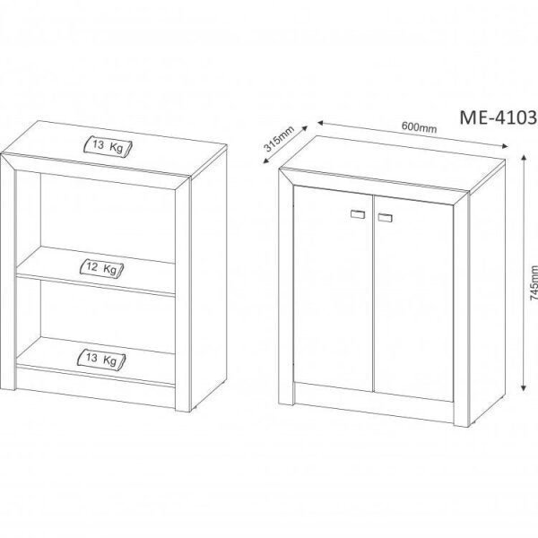 Kit 4 Peças com Escrivaninha, Estante Livreiro, Estante com 2 Portas e Armário Multiuso Baixo - 5