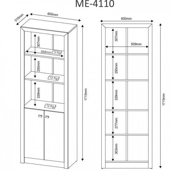 Kit 4 Peças com Escrivaninha, Estante Livreiro, Estante com 2 Portas e Armário Multiuso Baixo - 2