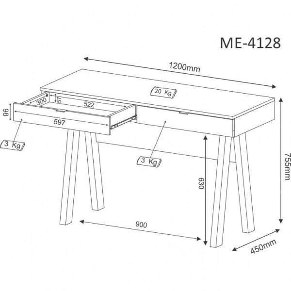 Kit 4 Peças com Escrivaninha, Estante Livreiro, Estante com 2 Portas e Armário Multiuso Baixo - 4