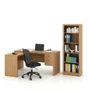 Ver imagem 2 de Conjunto 2 Peças com Mesa para Escritório em L e Estante Livreiro Marrom