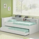 Ver imagem 2 de Cama Solteiro Bicama Bau Estante 2 Nichos Bb2829 Branco Dtall Branco