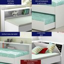 Ver imagem 3 de Cama Solteiro Bicama Bau Estante 2 Nichos Bb2829 Branco Dtall Branco