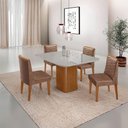 Ver imagem 1 de Mesa de Jantar Eloise Canto Copo 4 Cadeiras Moderna Mobília Tork/off White/naturale