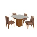 Ver imagem 2 de Mesa de Jantar Eloise Canto Copo 4 Cadeiras Moderna Mobília Tork/off White/naturale