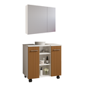 Ver imagem 1 de Conjunto Banheiro Espelheira Klein Gabinete Premium para Pia de Coluna - Jm3 Móveis:esp.branco+gab.b