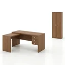 Ver imagem 7 de Conjunto 2 Peças com 1 Mesa para Escritório em L e 1 Armário Marrom