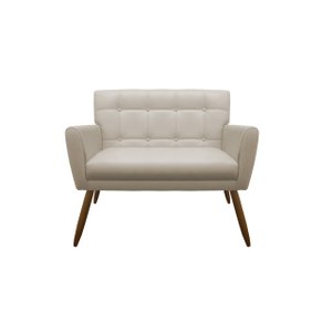 Namoradeira Decorativa Onix Couro Bege 2 Lugares Pés Madeira Ms Decor