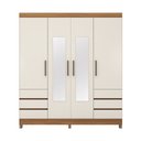 Ver imagem 4 de Guarda Roupa Roupeiro Roma 4 Portas com Espelho 6 Gavetas Amendola Touch Off White Demóbile