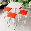 Ver imagem 1 de Conjunto Mesa Alta Bar Bistrô Quadrada Branca 4 Bancos Estofado Don Castro Decor
