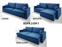 Ver imagem 5 de Sofá Tango 2,60m sem Caixa, Retrátil e Reclinável Veludocristal - Netsofas - Azul Marinho