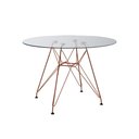 Ver imagem 5 de Conjunto Jantar Mesa Redonda Vidro 90cm com 4 Poltronas Pretas Ferro Cobre Preto