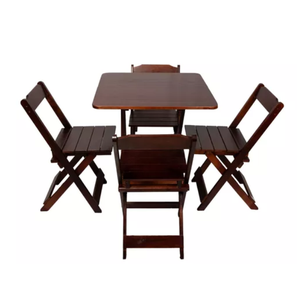 Mesa 70x70 Pinus com 4 Cadeiras Cor Imbuia