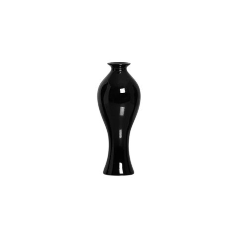 Vaso Decorativo de Cerâmica Califórnia Pequeno Preto Clássico 29x12 Joelma Decorações